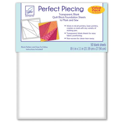 June Tailor Perfect Piecing Quilt Block Foundation Sheets 50pk JT-1420