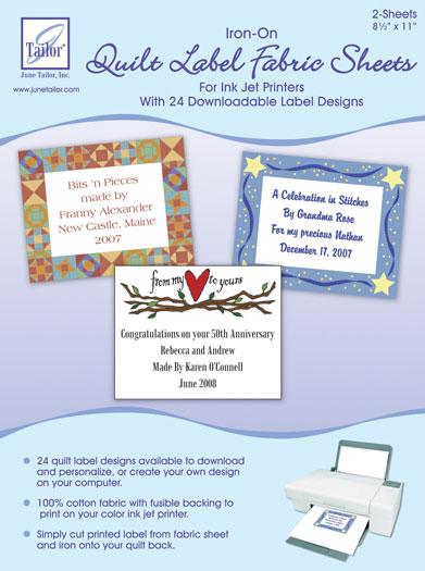 June Tailor Quilt Label Fabric Sheets 2ct JT-403