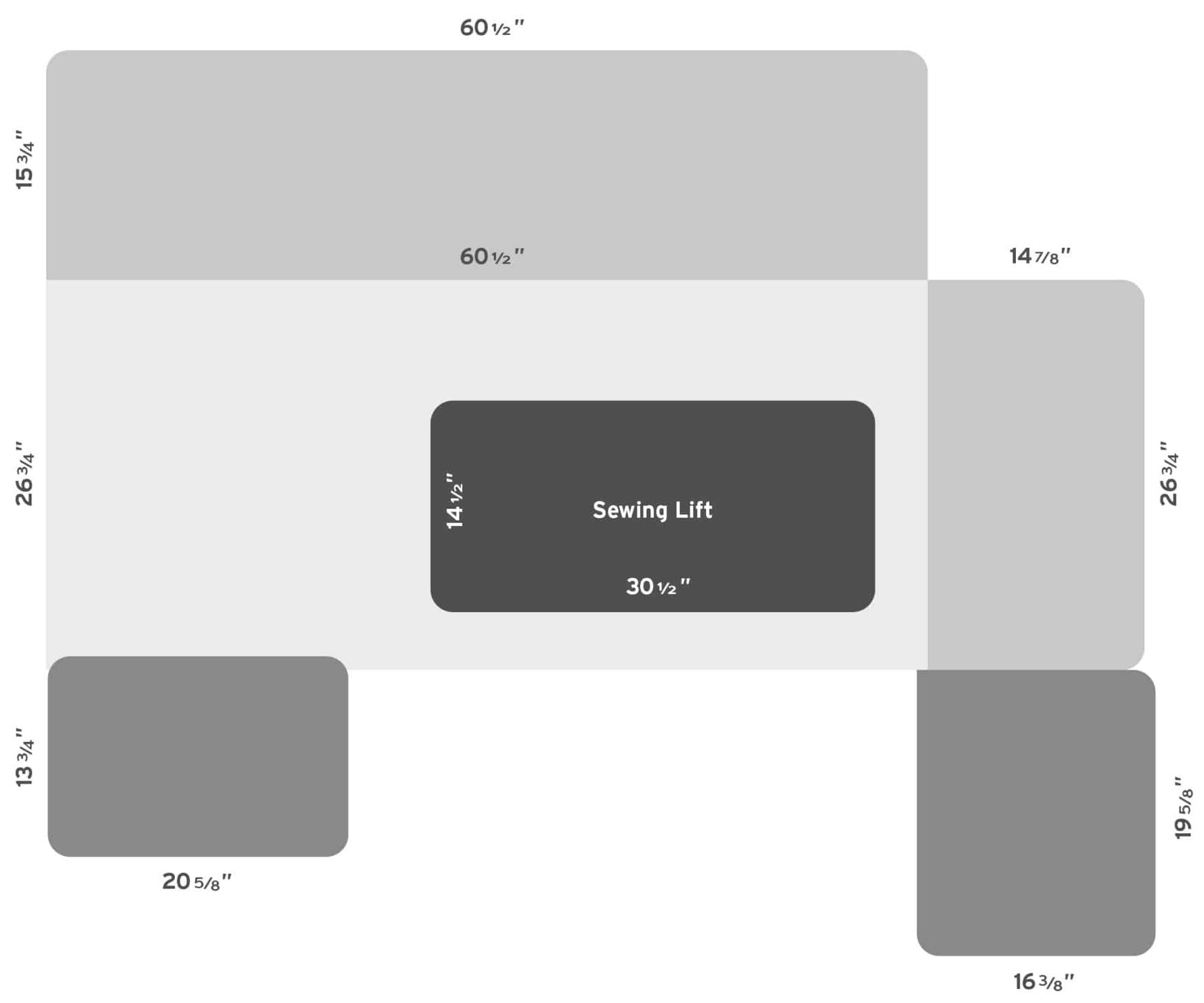 Kangaroo Sydney Dual Rail Electric Lift Sewing Cabinet