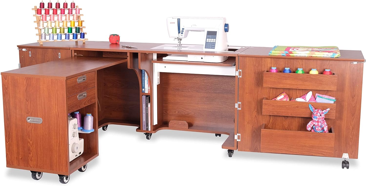 Kangaroo Aussie Full Size Sewing Cabinet Teak Brown