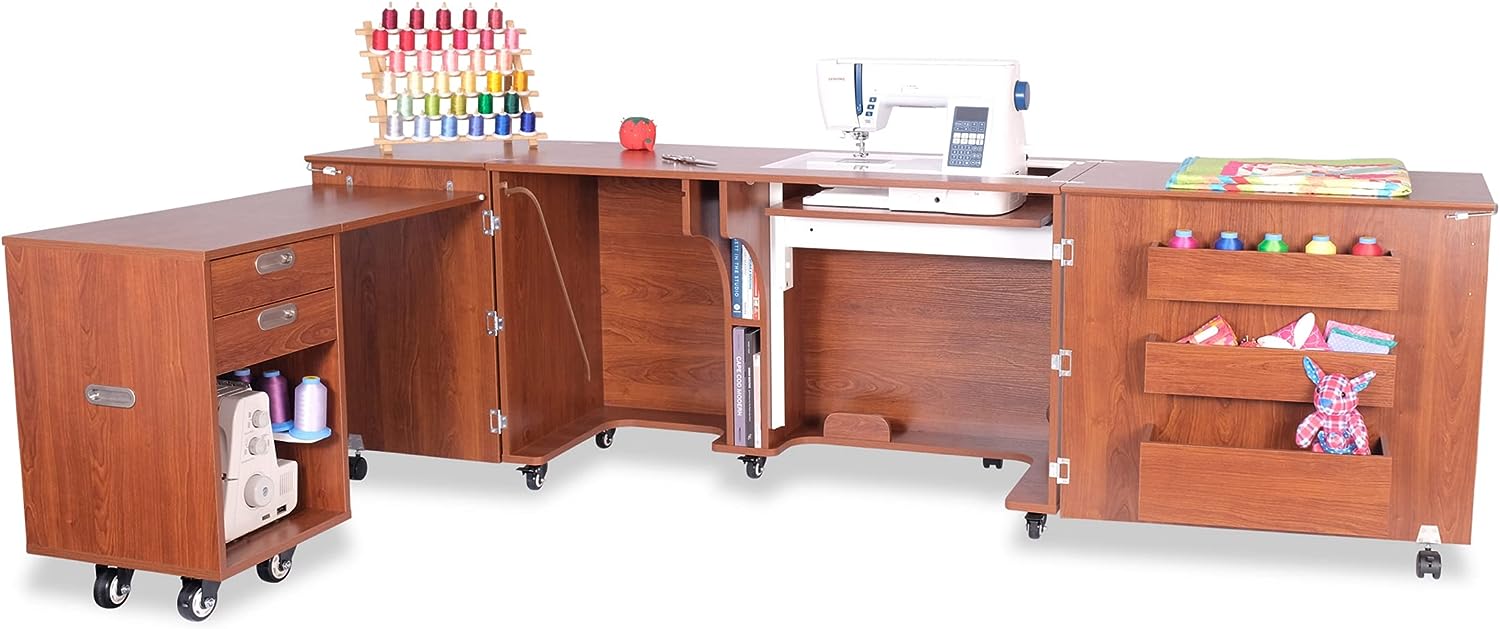 Kangaroo Aussie Full Size Sewing Cabinet Teak Brown