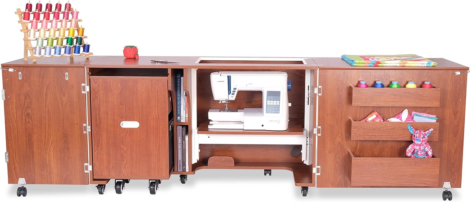 Kangaroo Aussie Full Size Sewing Cabinet Teak Brown