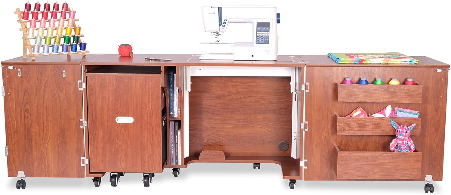 Kangaroo Aussie Full Size Sewing Cabinet Teak Brown