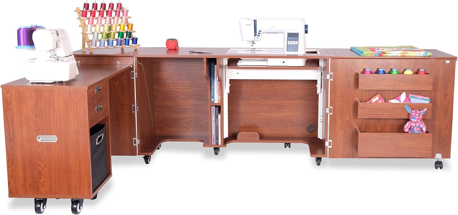 Kangaroo Aussie Full Size Sewing Cabinet Teak Brown