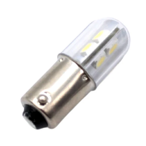 A small LED light bulb with a silver bayonet base and a clear glass or plastic capsule containing multiple yellow LED chips, shown on a plain white background.