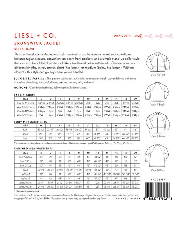 Liesl and Co Brunswick Jacket Sewing Pattern LC-063BJ