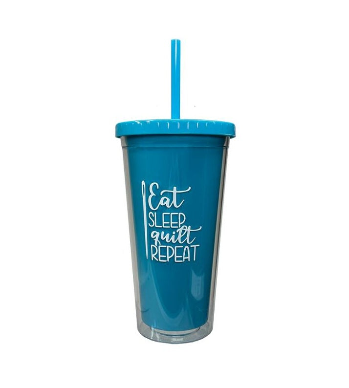 MEORI Azure Blue Eat Sleep Quilt Repeat Tumbler A100890
