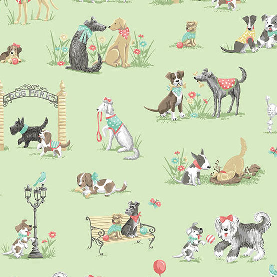 Fabric Andover Green Park Pooch by the Quarter Yard MU-256-G
