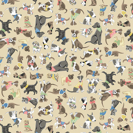 Fabric Andover Cream Pals Pooch by the Quarter Yard MU-257-Q