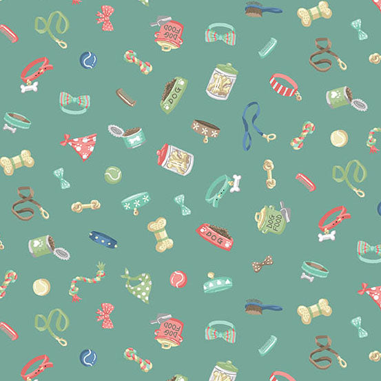 Fabric Andover Teal Accessories Pooch by the Quarter Yard MU-258-T