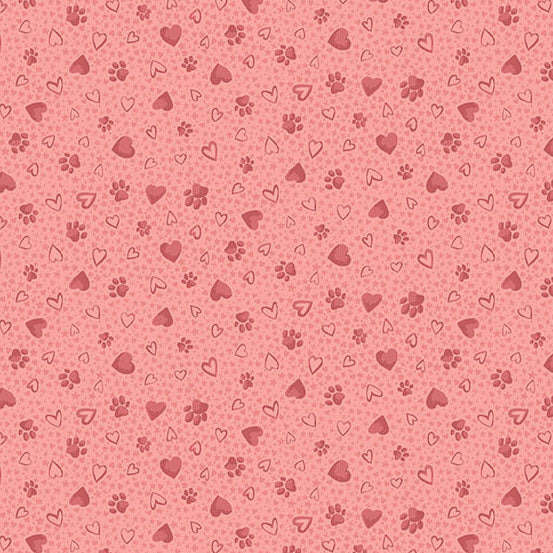 Fabric Andover Pink Paws Pooch by the Quarter Yard MU-260-P