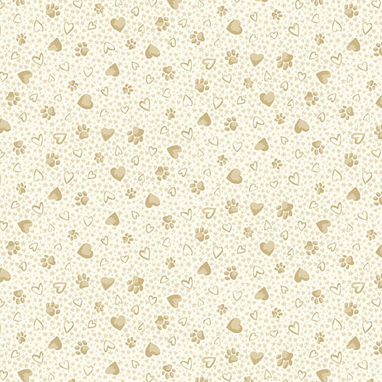 Fabric Andover Cream Paws Pooch by the Quarter Yard MU-260-Q