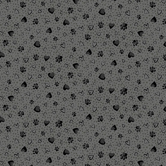 Fabric Andover Grey Paws Pooch by the Quarter Yard MU-260-S