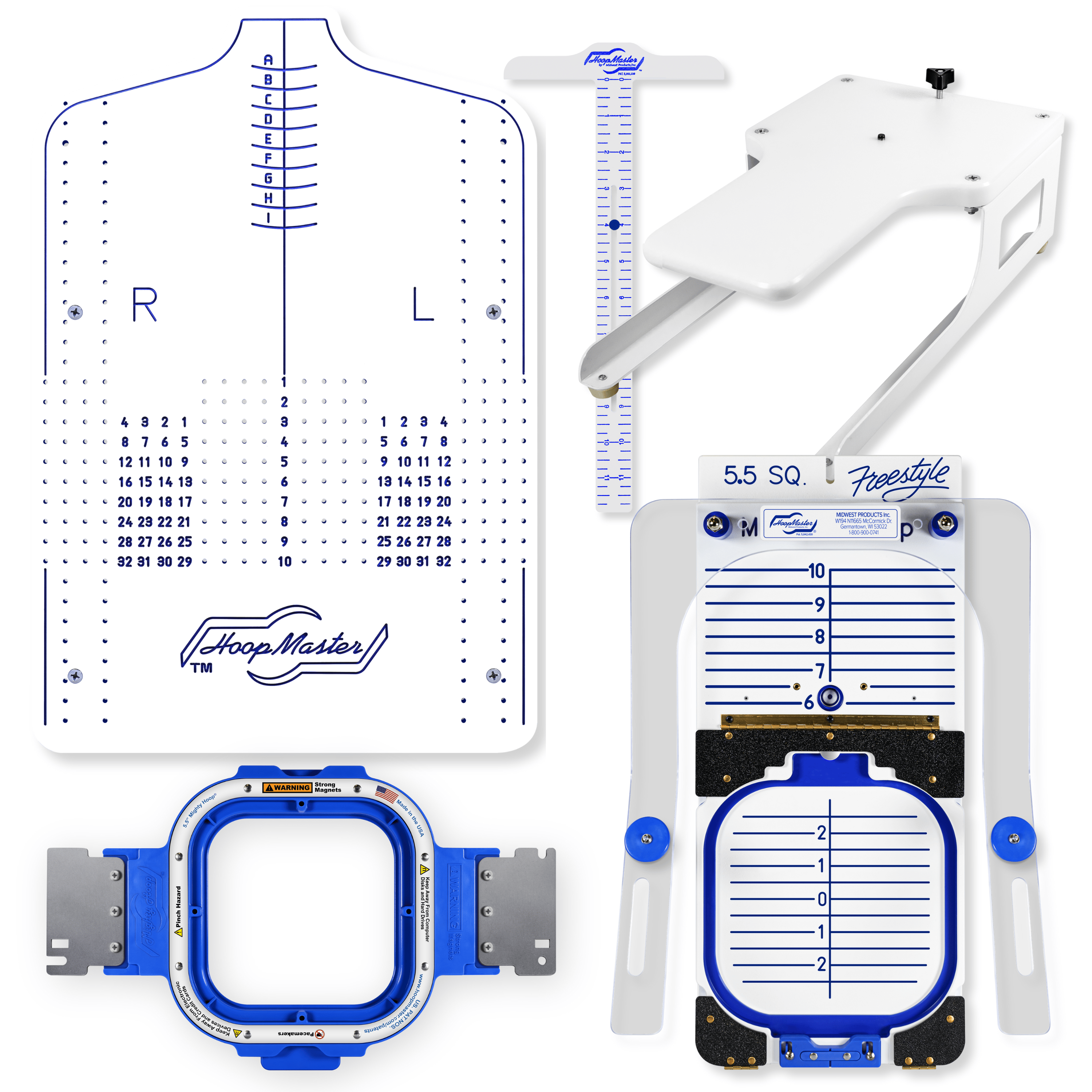 Midwest Products HoopMaster 5.5" Mighty Hoop Starter Kit for JUKI Tajima Sai 8 Needle Embroidery Machine MH-TJSAI-55-KIT
