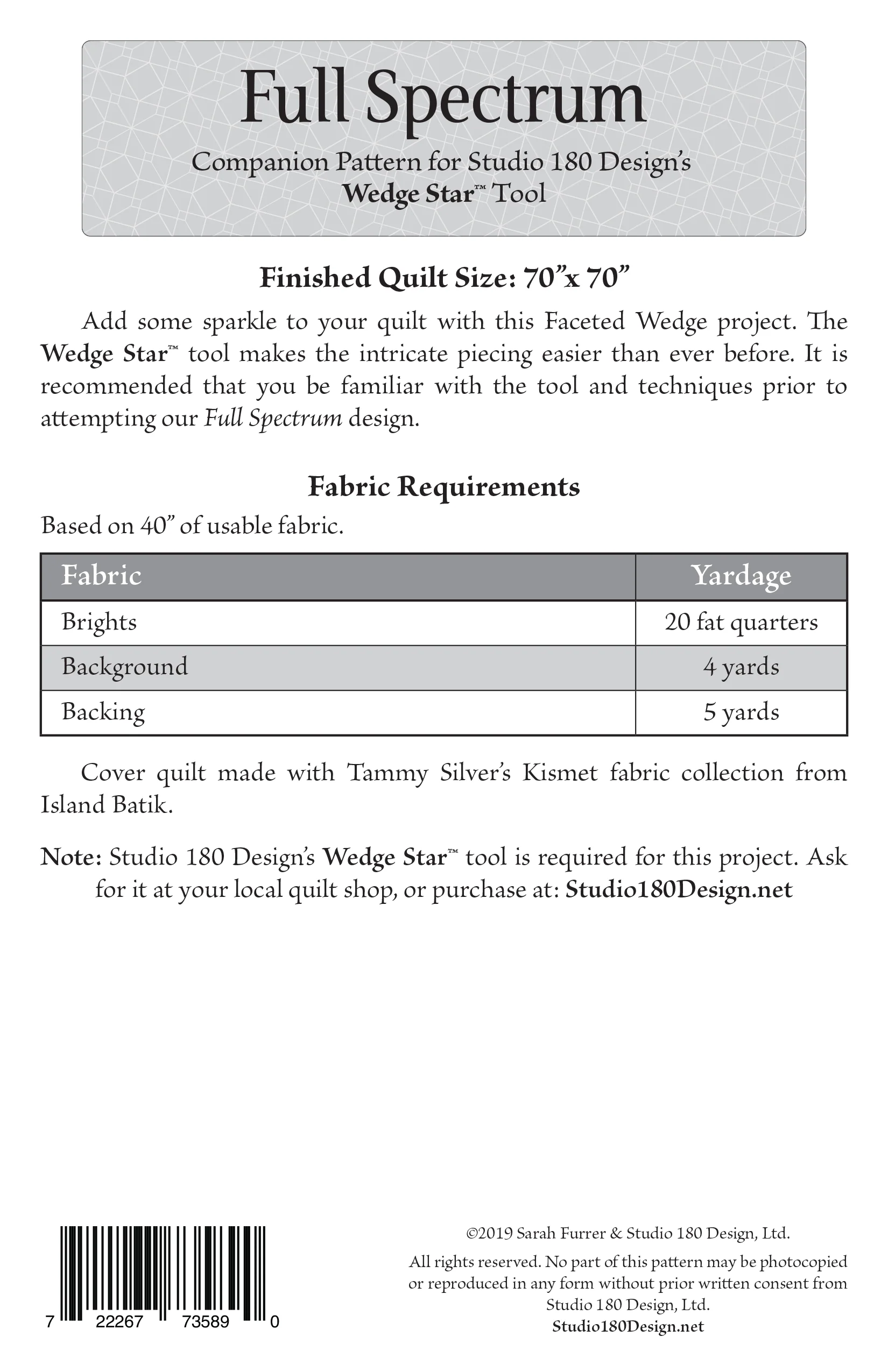 Studio 180 Design Full Spectrum Quilting Pattern MOD022