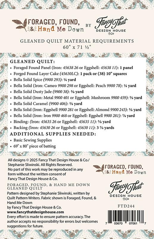 Moda Fabrics Gleaned Quilt Quilting Pattern FTD-244