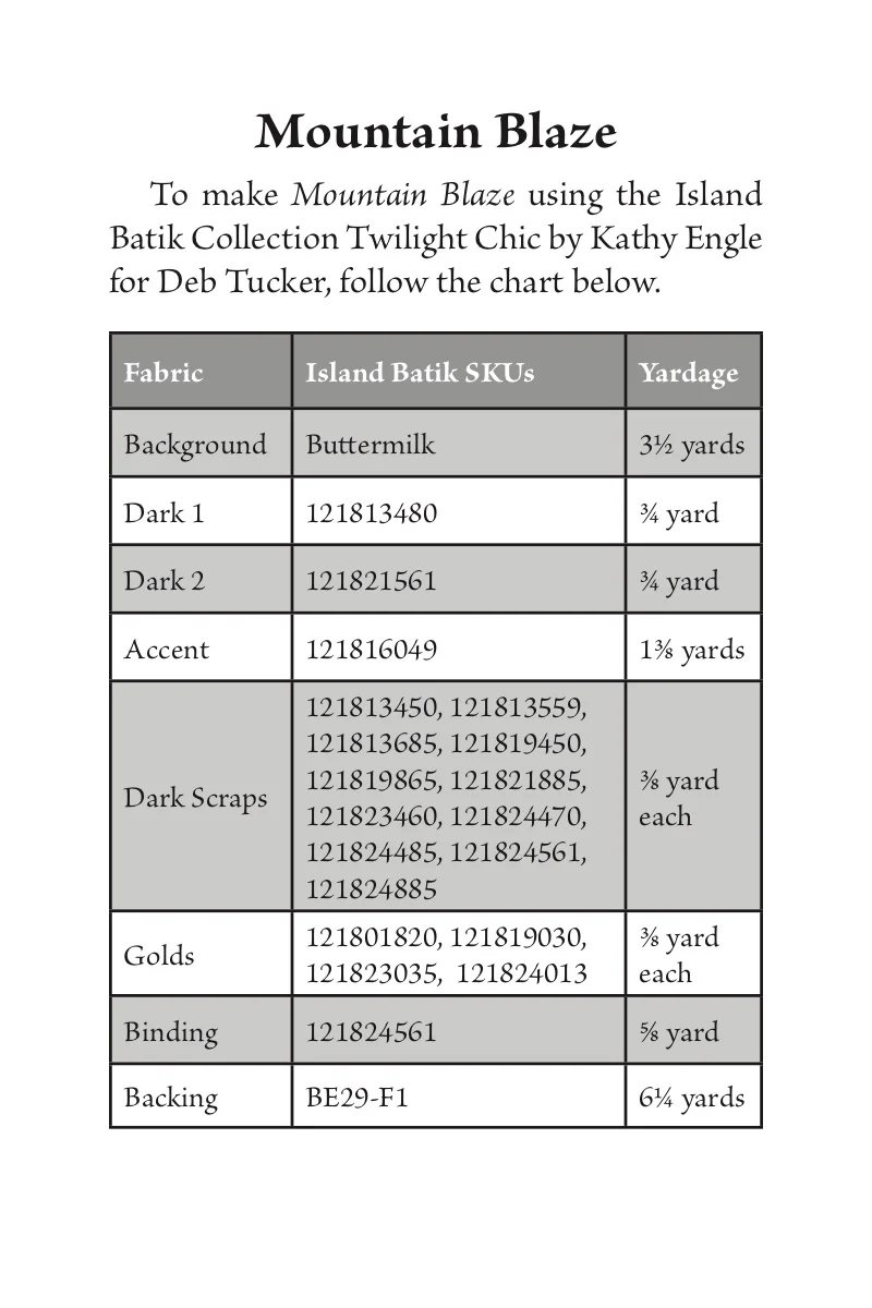 Studio 180 Design Mountain Blaze Quilting Pattern DTP071 for Sale at World Weidner
