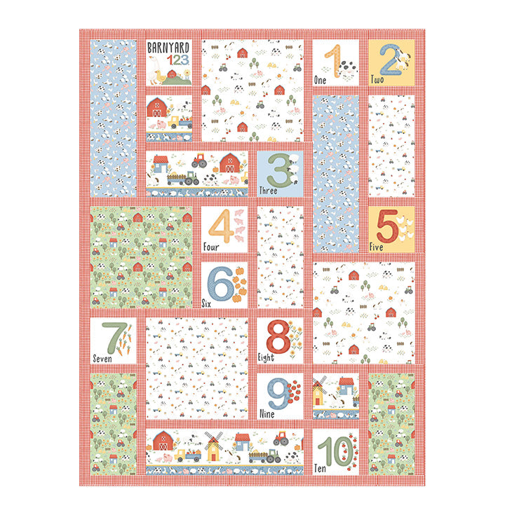 Northcott Fabrics Tossed Farm Yard Tiles Quack Quack Moo 55x73.5" Quilting Pattern PTN3433