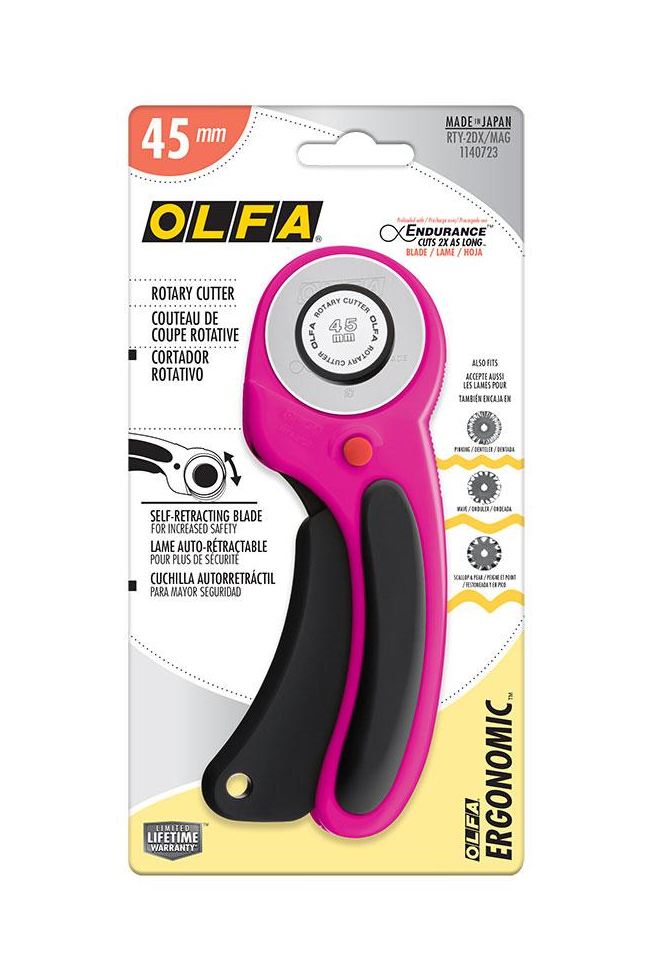 OLFA 45mm Ergonomic Magenta Rotary Cutter RTY-2DX/MAG