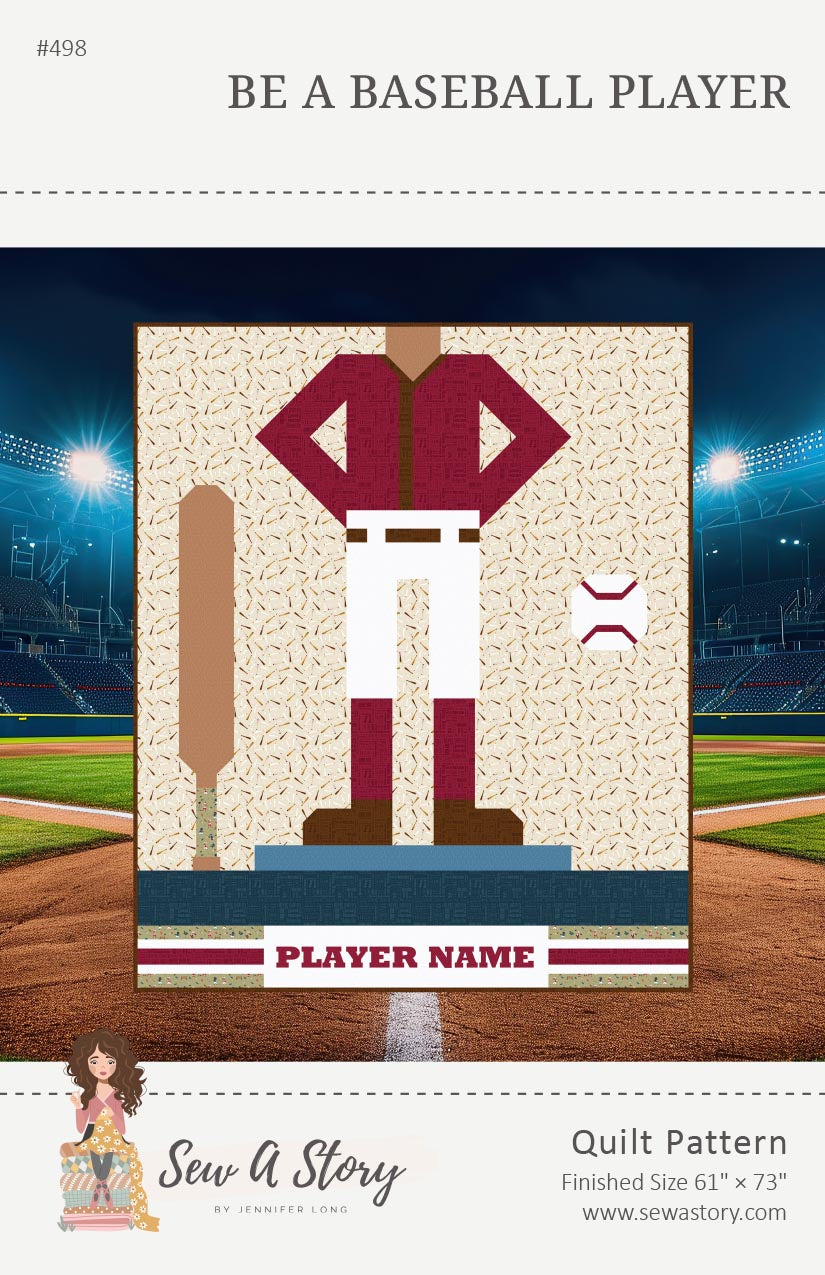 Riley Blake Designs Jennifer Long Be a Baseball Player Quilt Pattern P177-BASEBALLPLAYER