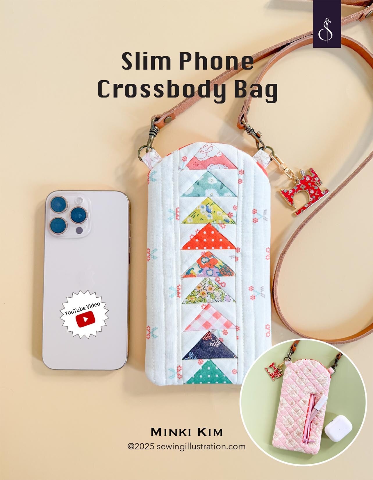 Riley Blake Designs Minki Kim Slim Phone Crossbody Bag Pattern P178-SIBP16