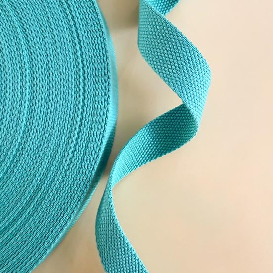 Riley Blake Designs Teal Minki Kim 1" Cotton Webbing by the Quarter Yard P178-SIWEB01