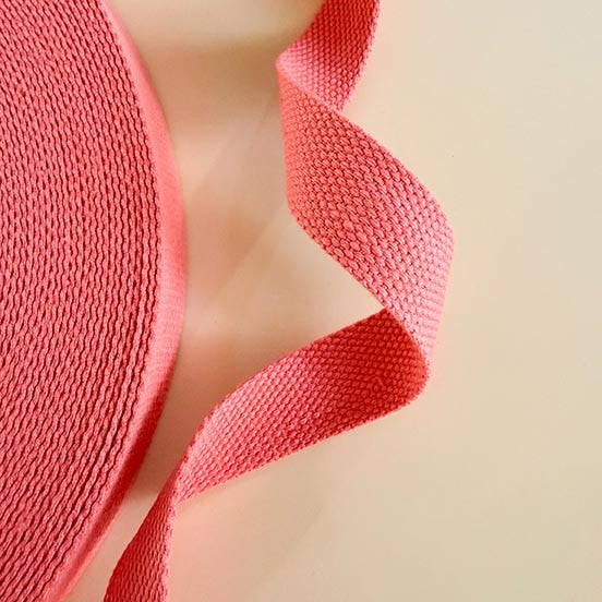 Riley Blake Designs Salmon Minki Kim 1" Cotton Webbing by the Quarter Yard P178-SIWEB02