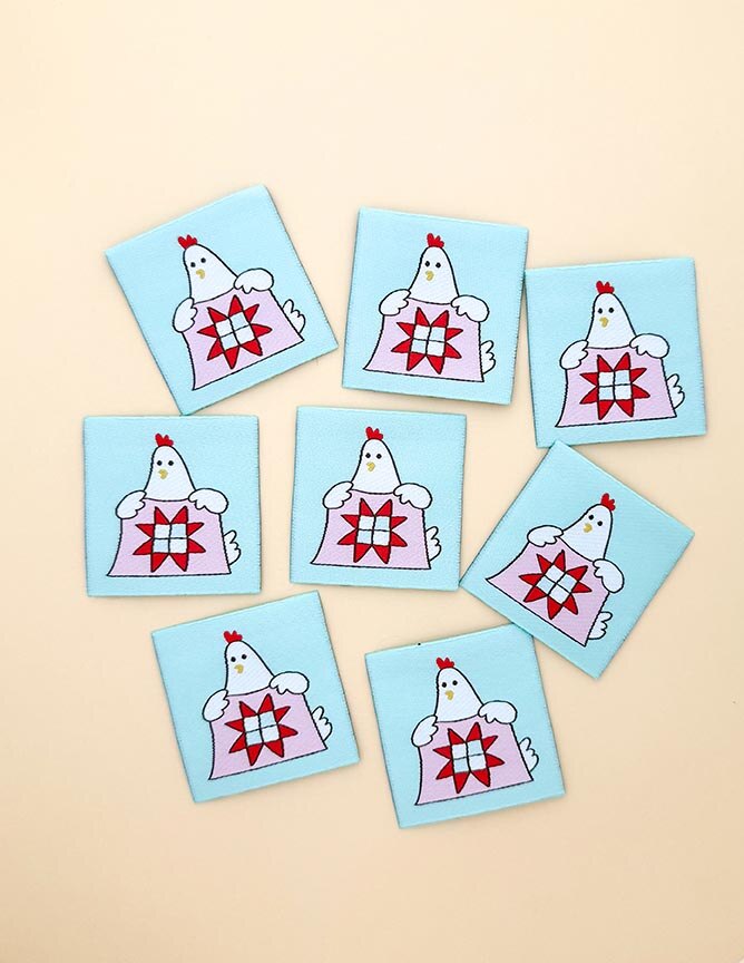 Riley Blake Designs Minki Kim Quilty Hen Woven Labels 8pc P178-SIWL21