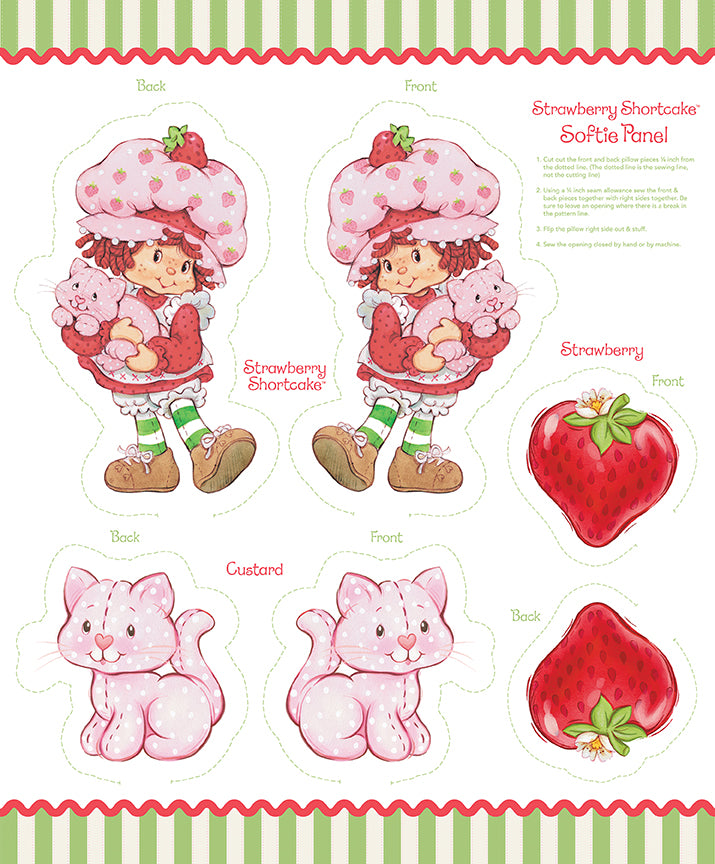 Fabric Riley Blake Strawberry Shortcake Softie Panel P18567-PANEL