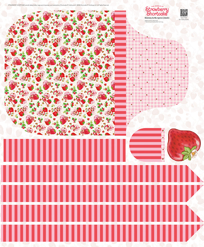 Fabric Riley Blake Strawberry Shortcake Adult Apron Panel P18568-PANEL