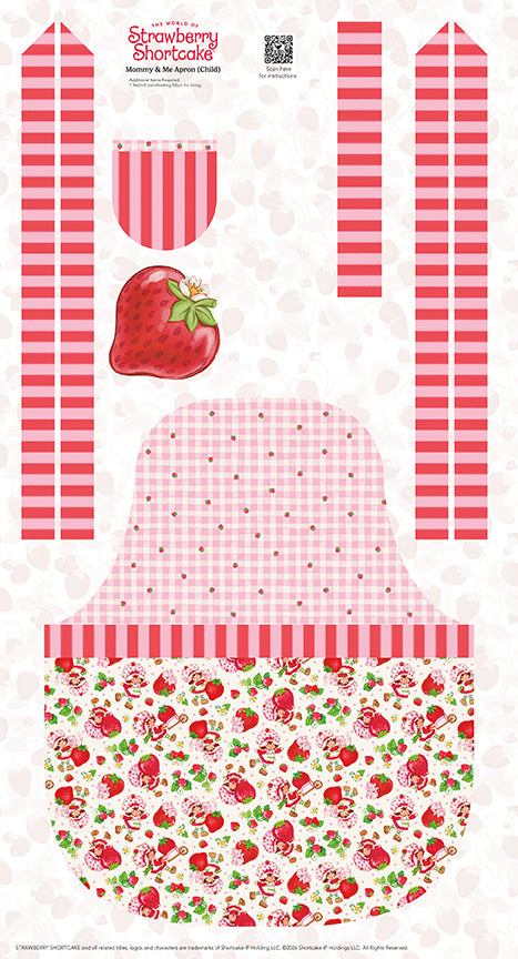 Fabric Riley Blake Strawberry Shortcake Child Apron Panel P18569-PANEL