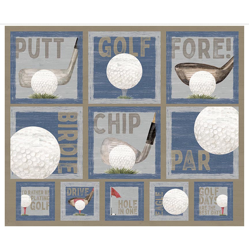Fabric Riley Blake Golfing Greens & Fairways Quilt Panel P18686-PANEL