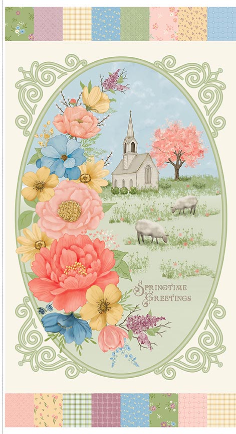 Fabric Riley Blake Springtime Greetings Promise of Spring Quilt Panel P18777-PANEL