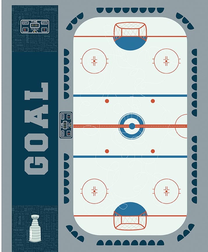 Fabric Riley Blake Hockey Hometown Heroes Quilt Panel P18945-PANEL