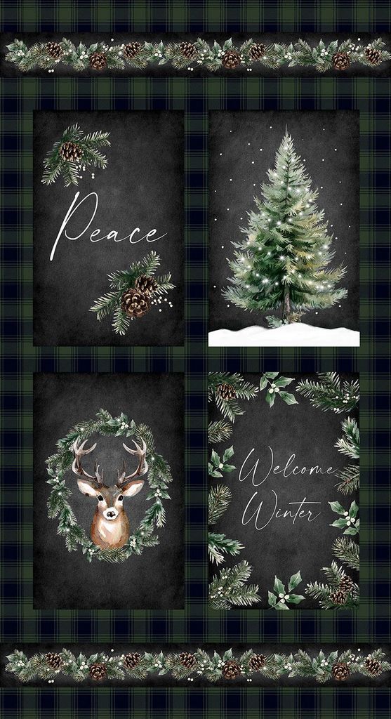 Fabric Timeless Treasures Hunter Welcome Winter Quilt Panel CD4260-HUNTER