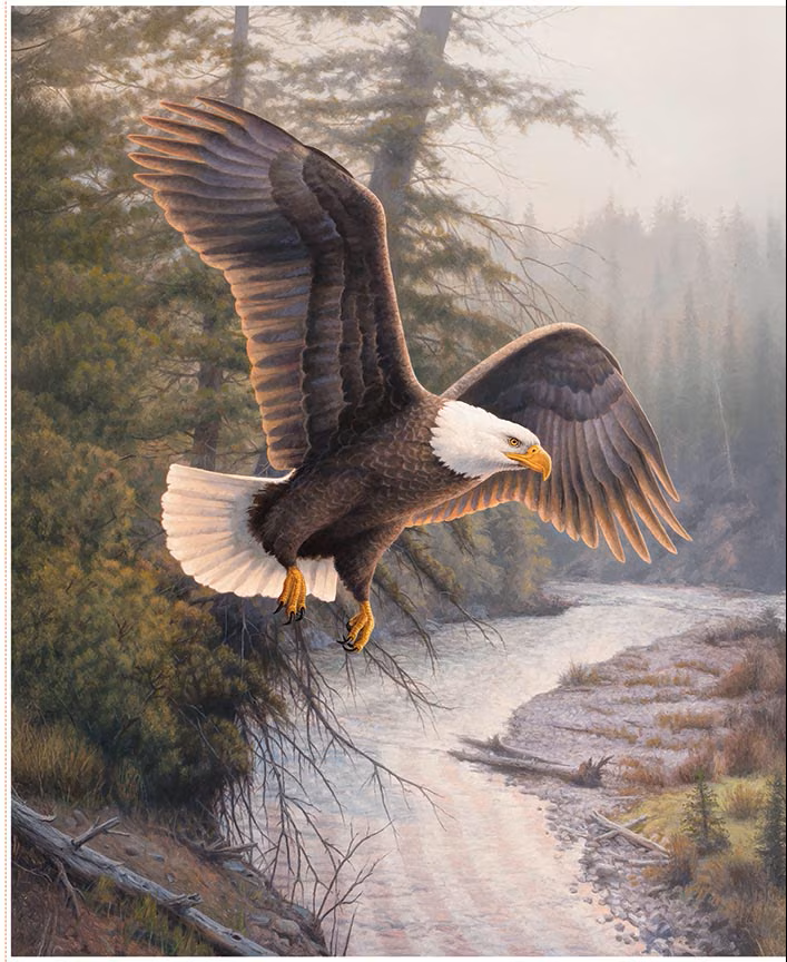 Fabric Riley Blake Eagle Patriot Majestic in Nature II Panel PD17960-­PANEL