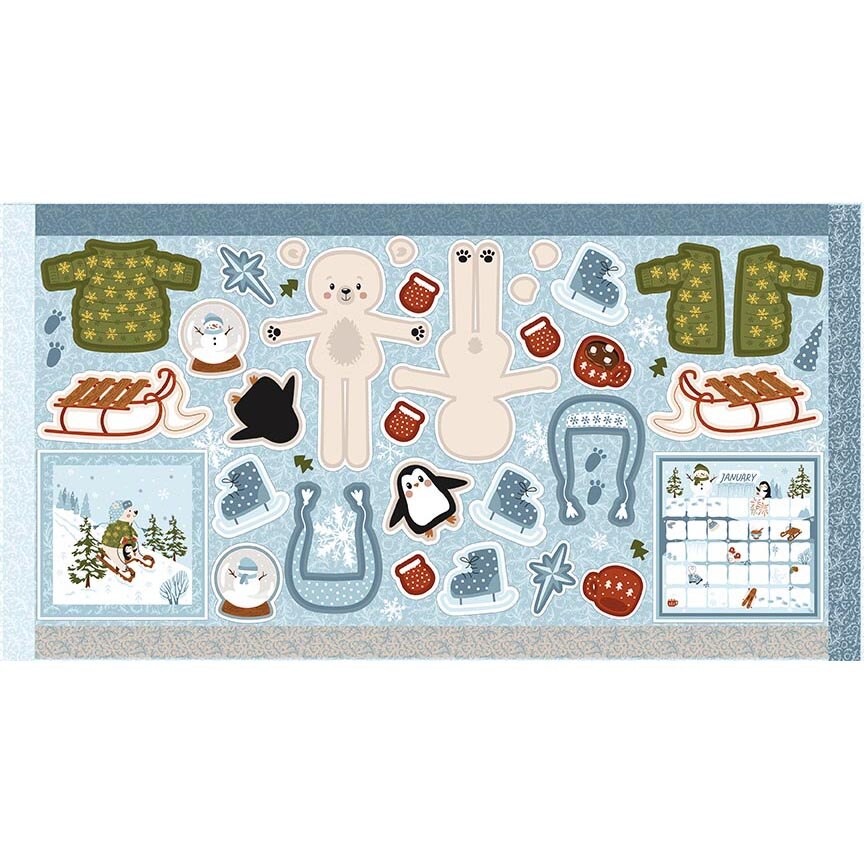 Fabric Riley Blake January Story Animals Through the Year Quilt Panel PD19000-JAN