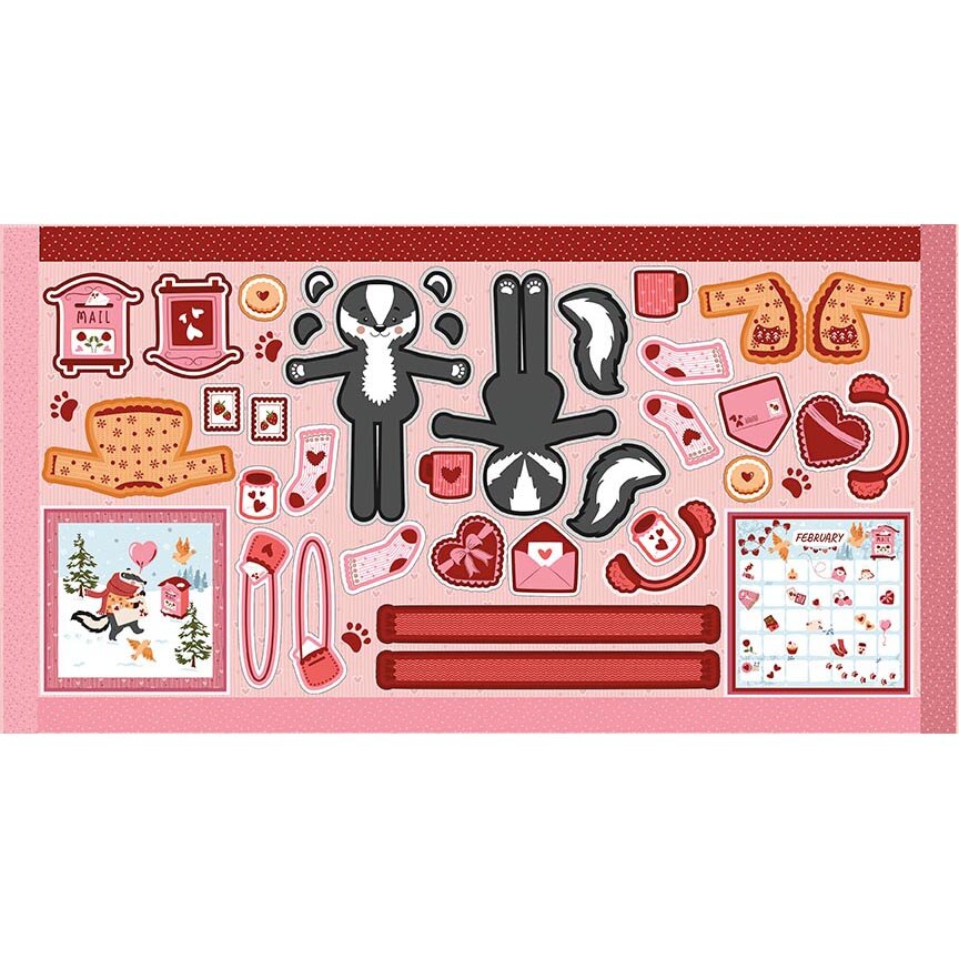 Fabric Riley Blake February Story Animals Through the Year Quilt Panel PD19001-FEB