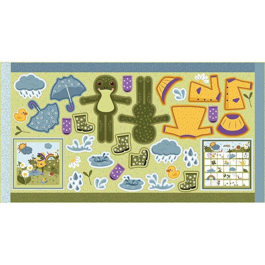 Fabric Riley Blake April Story Animals Through the Year Quilt Panel PD19003-APR