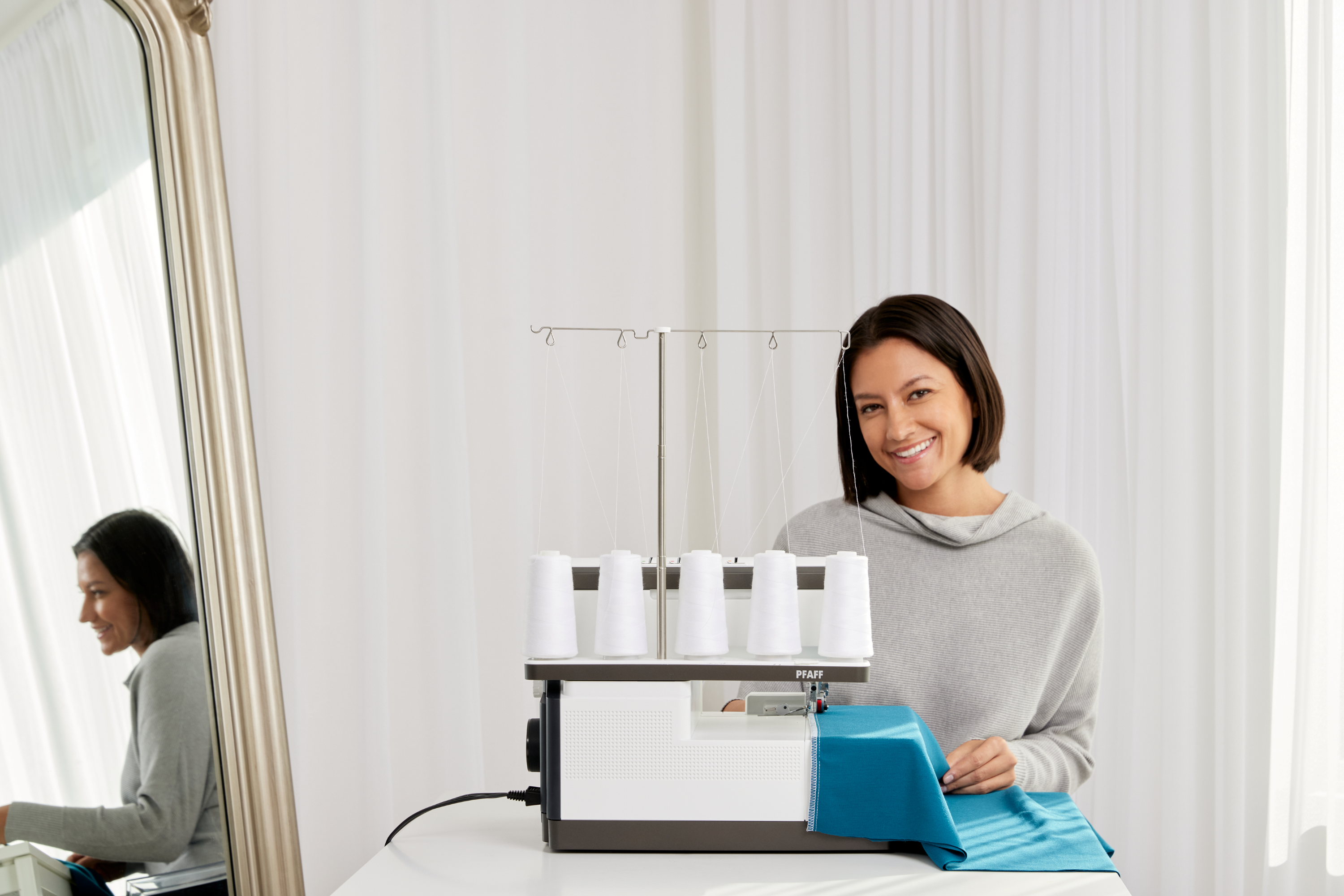 PFAFF admire air 6000 Air Threader CoverLock Serger Machine with Holiday Gift Package