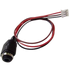 A small electrical wire adapter with two red and black wires leading to a white 3-pin connector on one end and a black cylindrical socket on the other, isolated on a white background.