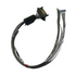 An electrical wiring harness with a black multi-pin connector on one end and several gray insulated wires on the other, photographed on a plain white background.