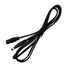 A black multi-connector power cable with a multi-pin plug on one end and a barrel connector on the other, coiled and secured with a black tie-wrap on a white background.