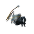 A replacement appliance motor assembly with a gray plastic motor housing, black mechanical components, and attached multicolored wires ending in a white connector, shown on a plain white background.