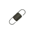 A small dark metal coil spring with curved ends, isolated on a plain white background.