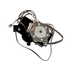 A replacement appliance motor assembly with a black plastic body, silver metal rotor, and multiple attached wires, isolated on a white background.