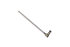 A long, thin metallic rod or stick with a small angled metal fitting and dark knob, isolated on a plain white background.