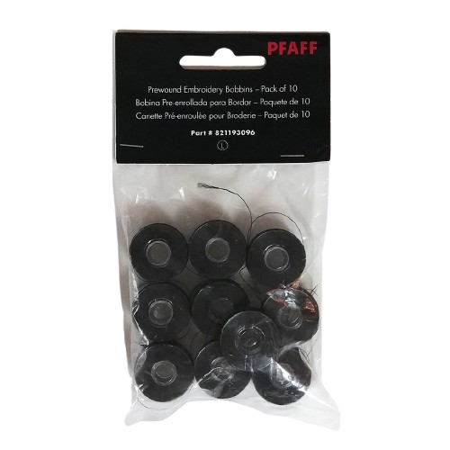 PFAFF Premium Prewound Embroidery Bobbins for Group L 10pk Black 821193096