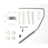 Set ofsewing machine accessories on a white background