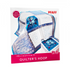 PFAFF Quilter's Hoop compatible with the PFAFF Creative Quilter quilt, shown in its retail packaging. The box features a quilted blue and white floral design on a white background with a pink bottom banner.